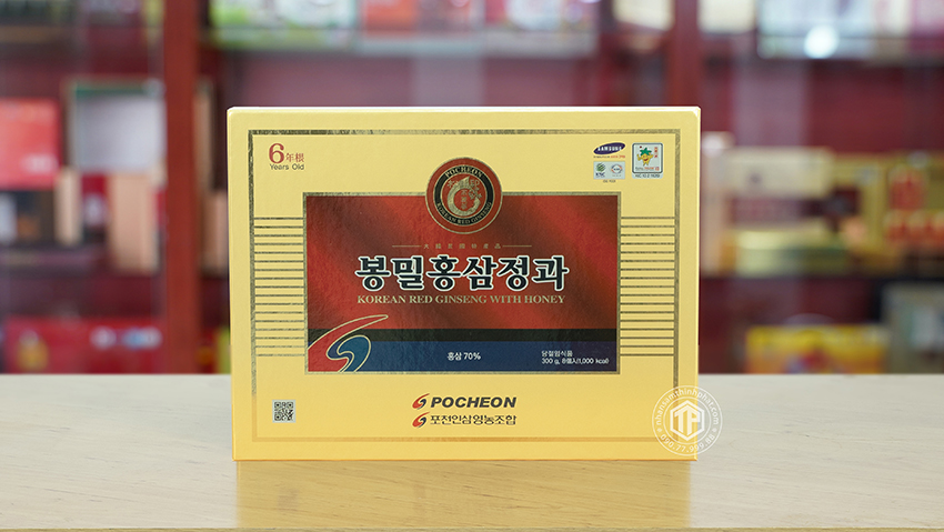 Hồng sâm nguyên củ tẩm mật ong hộp 300g chính hãng Pocheon sâm Hàn Quốc 6 năm tuổi