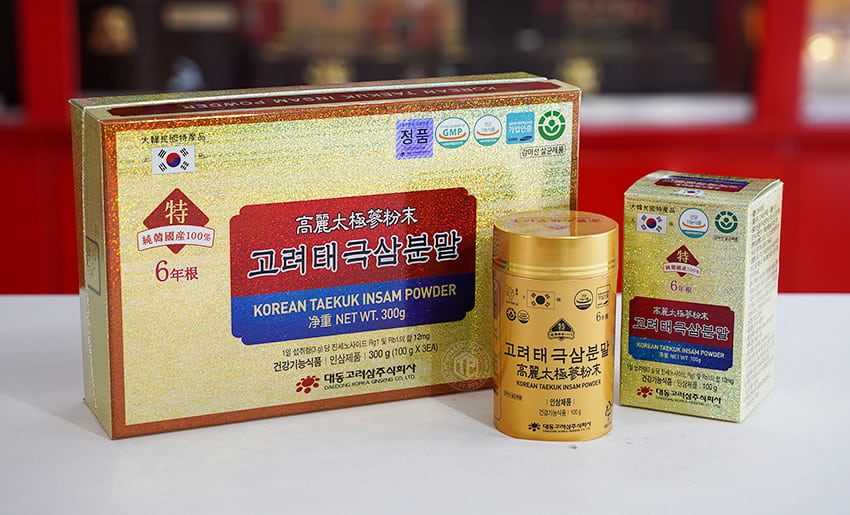 Bột thái cực sâm Hàn Quốc Daedong hộp 3 lọ x 100g