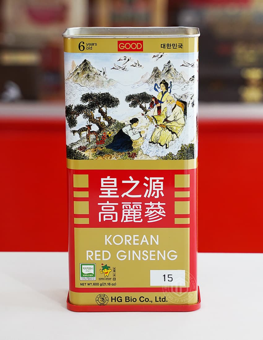 Hồng sâm củ khô hộp thiếc HG Bio 600g Chính hãng Hàn Quốc