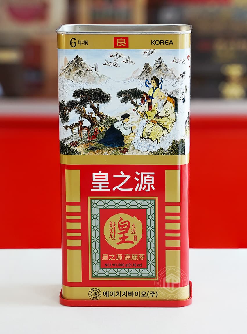 Hồng sâm củ khô hộp thiếc HG Bio 600g Chính hãng Hàn Quốc