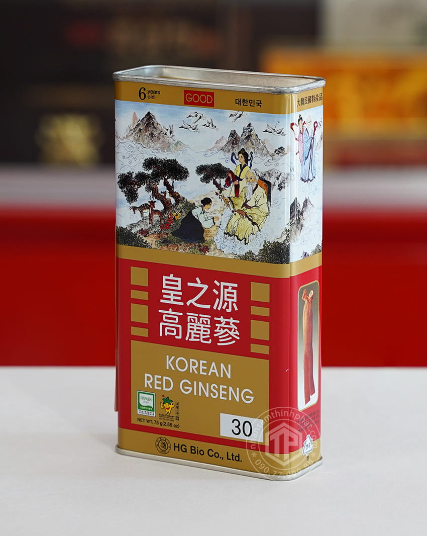 Hồng sâm củ khô hộp thiếc HG Bio 75g Chính hãng Hàn Quốc Hồng sâm củ khô hộp thiếc HG Bio 75g Chính hãng Hàn Quốc