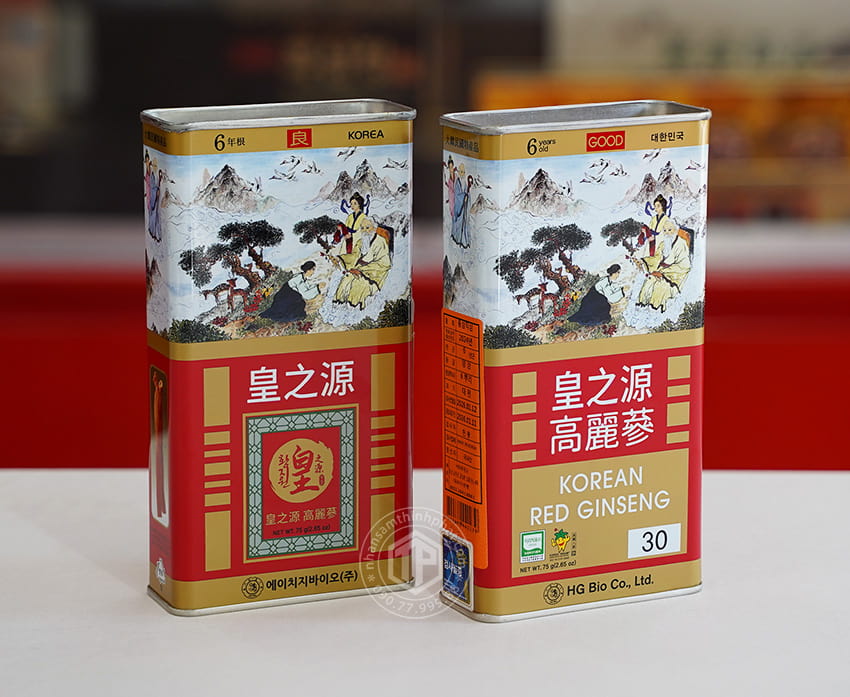 Hồng sâm củ khô hộp thiếc HG Bio 75g Chính hãng Hàn Quốc Hồng sâm củ khô hộp thiếc HG Bio 75g Chính hãng Hàn Quốc