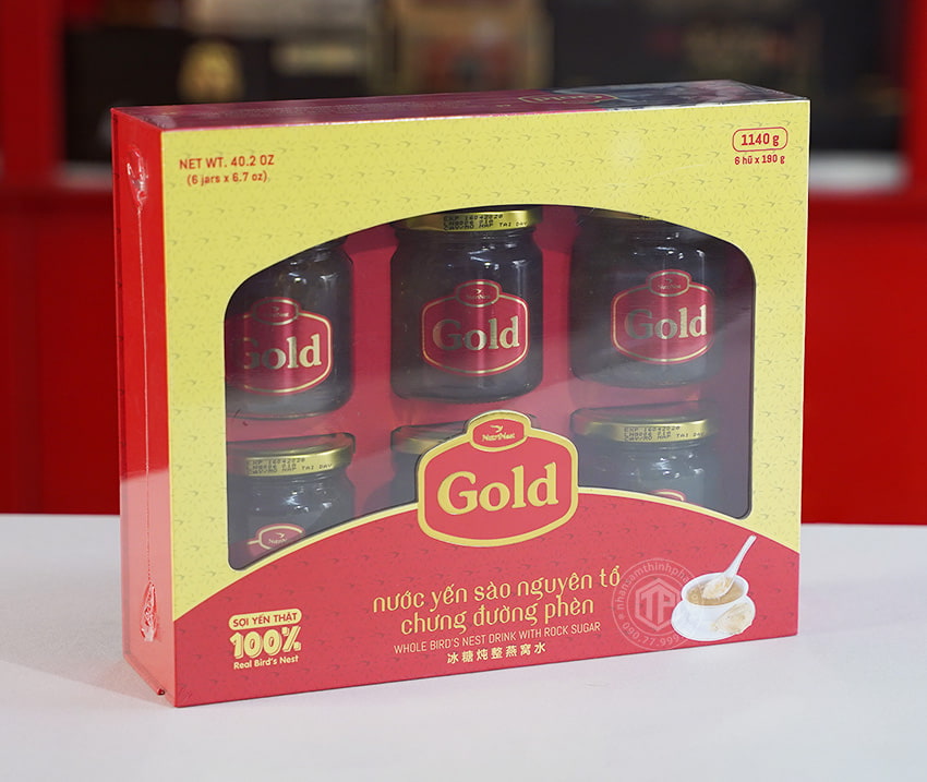 Tổ yến chưng đường phèn 100% tổ yến hộp 6 hũ - 190g/ hũ - Gold Bird